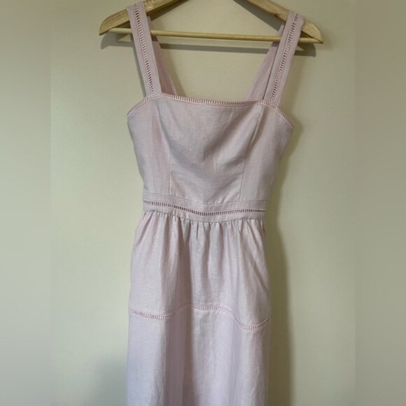 NEW Reformation Everett Linen Midi Dress Cherry Blossom Light Pink | US 4 UK 8 - Picture 10 of 14